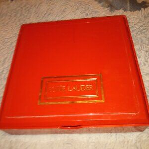 Estee Lauder Makeup jewelry box Red vanity tray mirror 1970s/80s Vintage